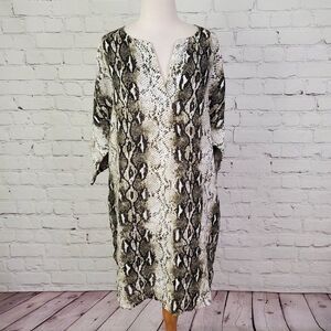 𝅺anna Melani Italy Snakeskin Linen Tunic Top Shift Dress S